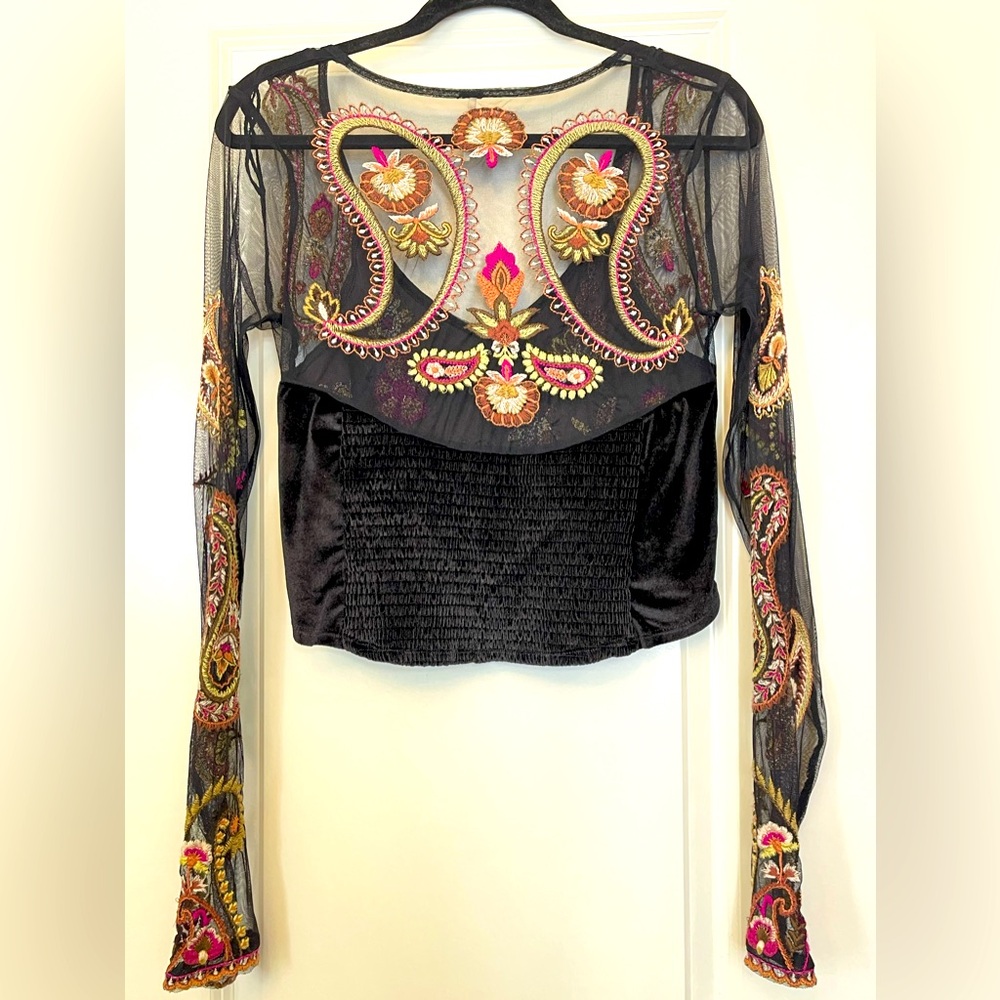 Free people embroidered velvet top - Picture 7 of 9